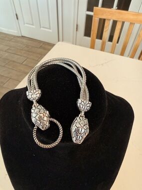 Silver-Tone Snake Head Bracelet